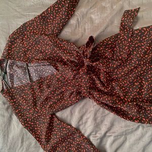 Wrap dress black & red